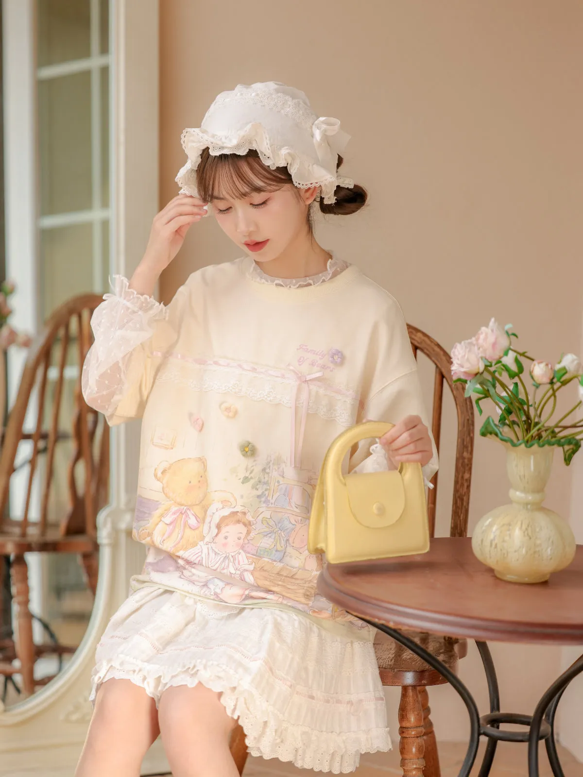 Dainty Dots Sweet Long-Sleeved High Neck Mesh Top