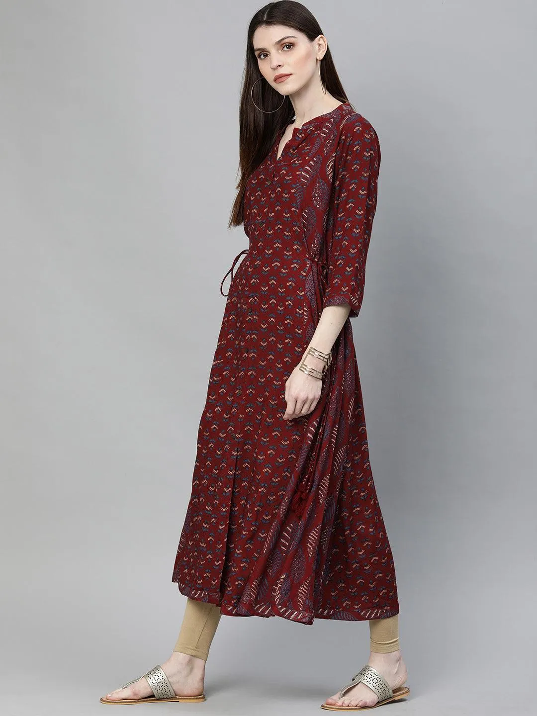 Divena Maroon Rayon Kurta