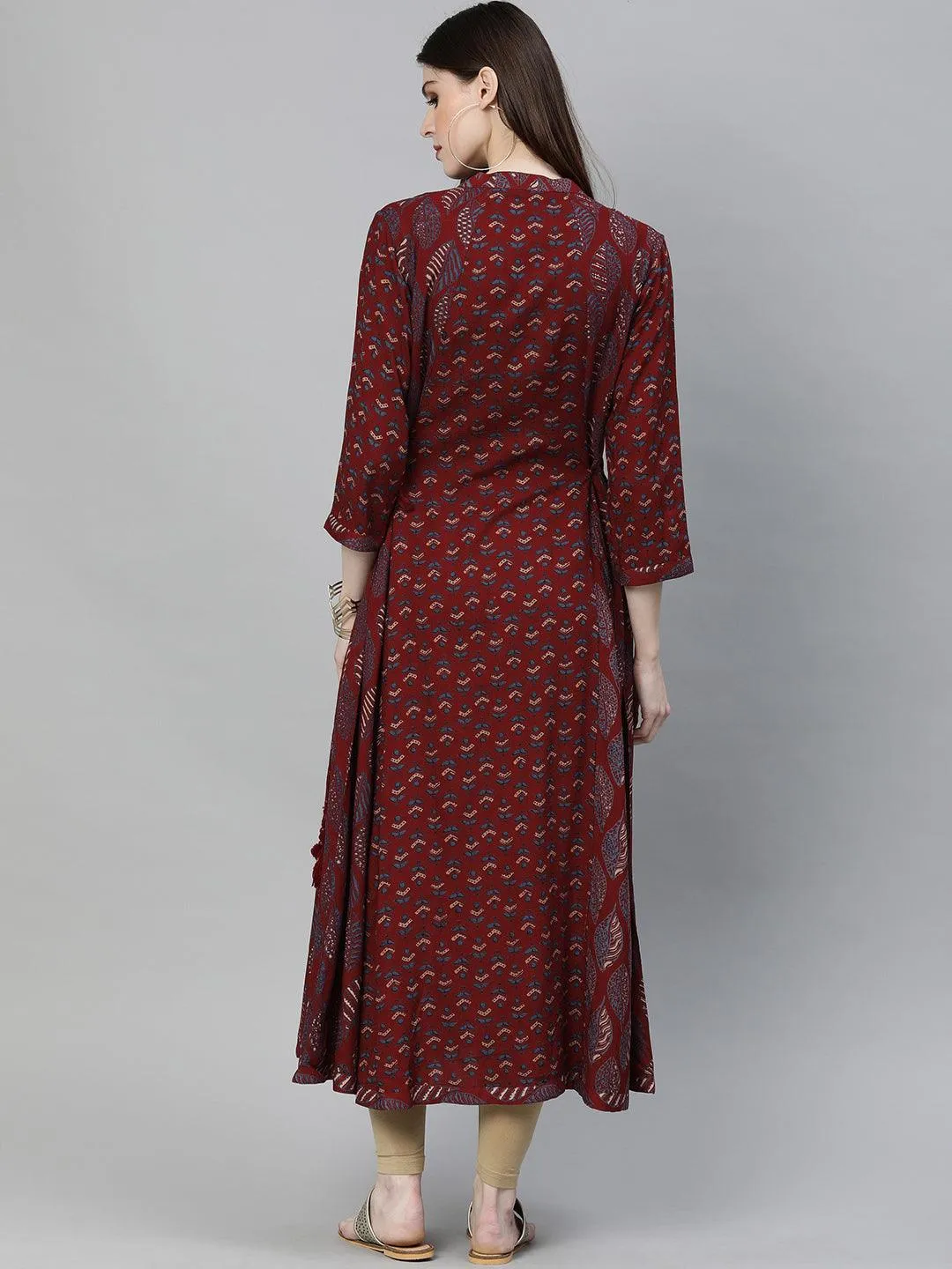 Divena Maroon Rayon Kurta