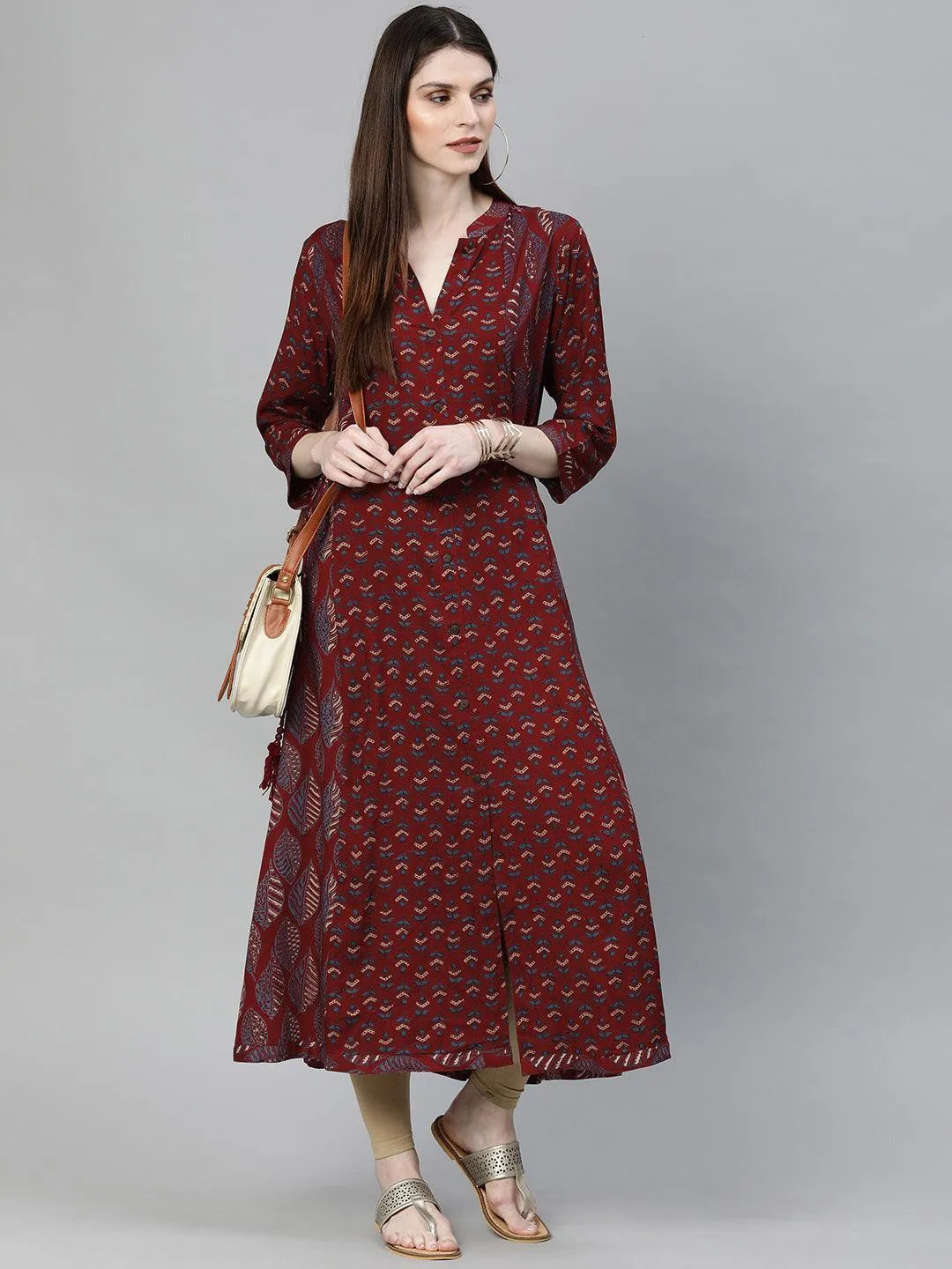 Divena Maroon Rayon Kurta