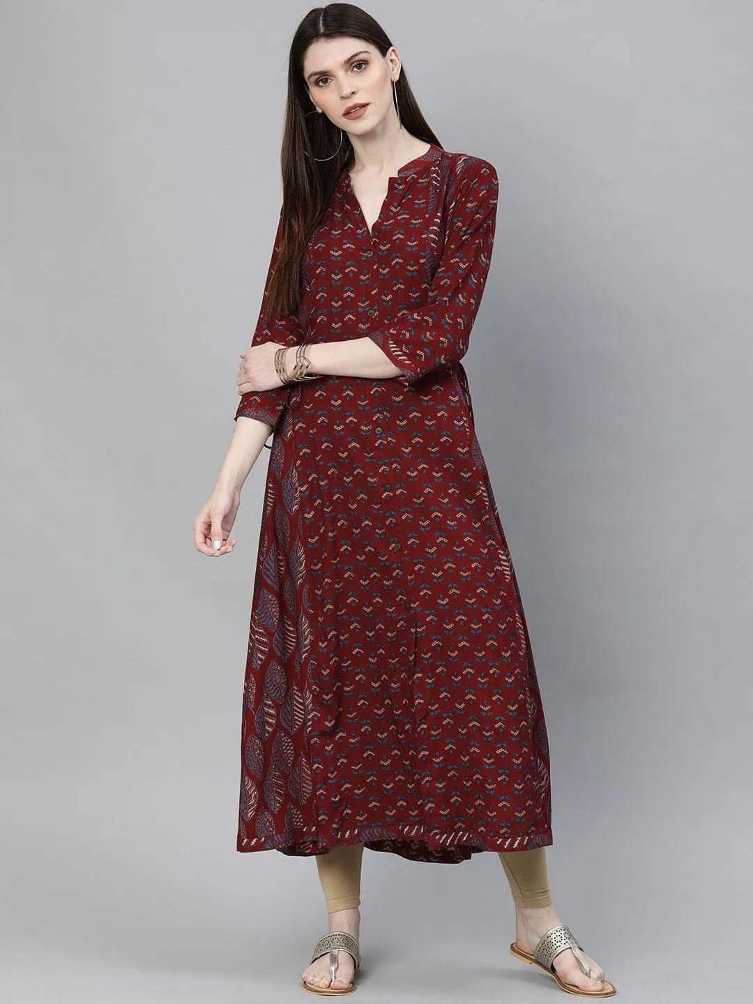 Divena Maroon Rayon Kurta