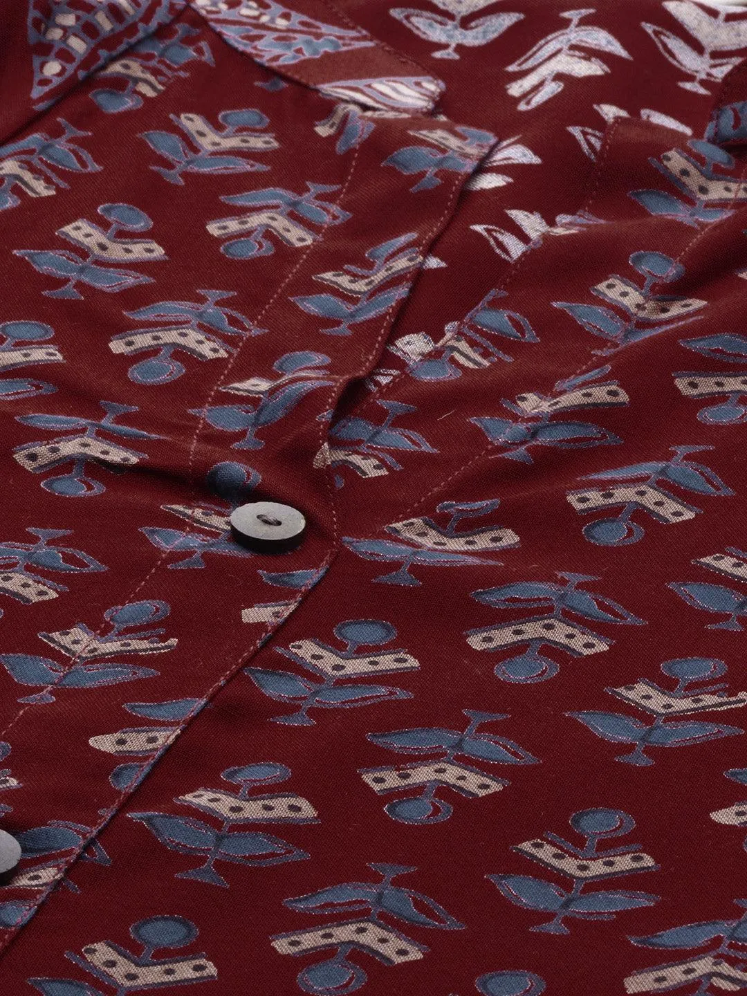 Divena Maroon Rayon Kurta