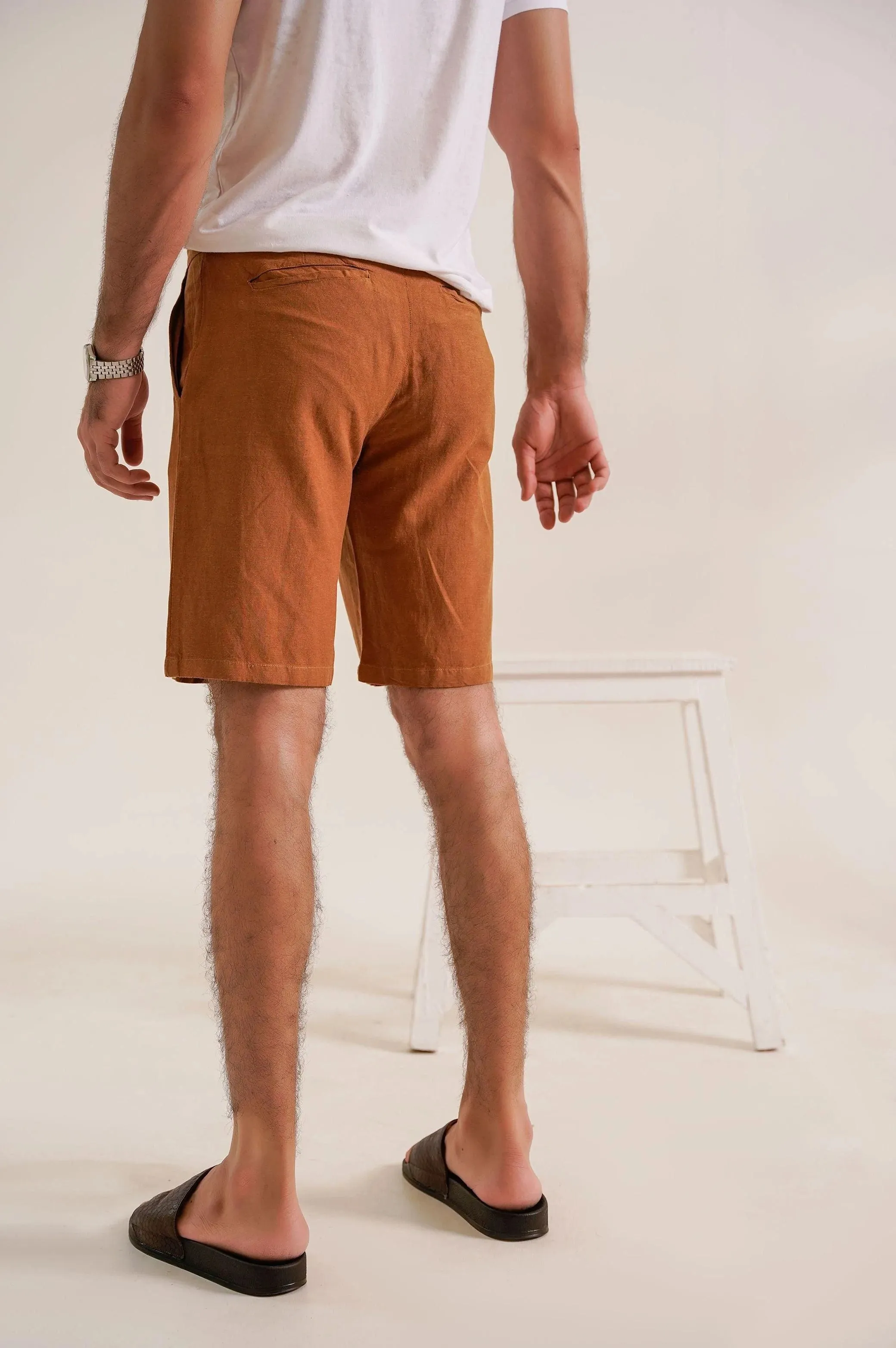 DRAWSTRING LINEN SHORTS