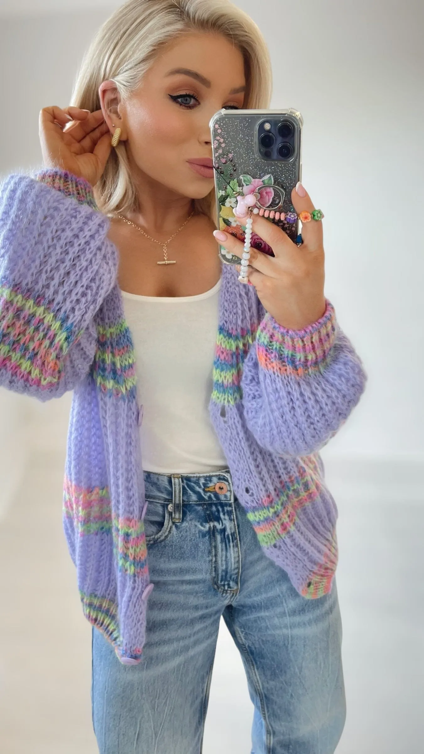 FLORA MOHAIR CARDIGAN - LAVENDER