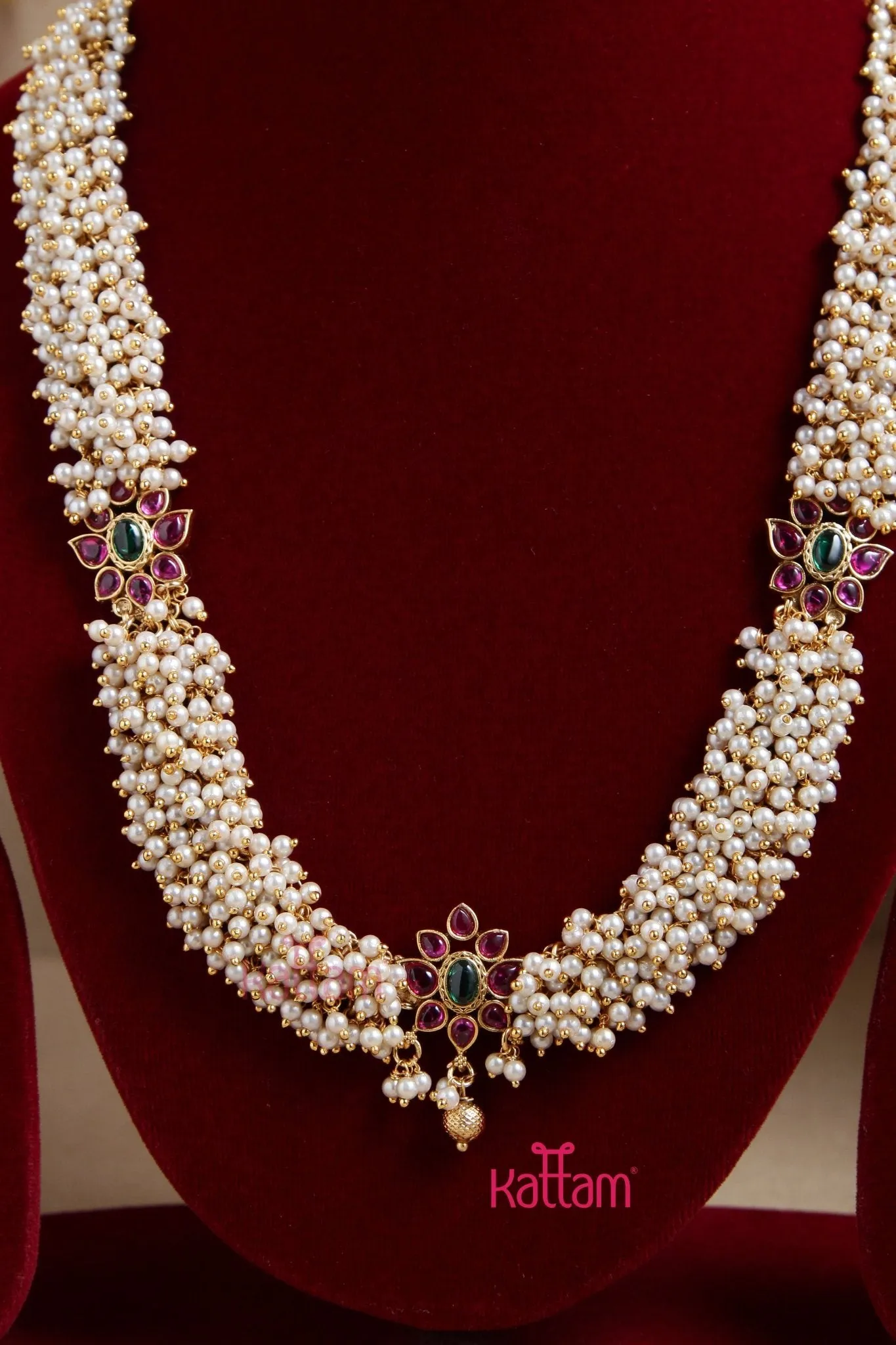 Floral Pearl Clustered Mid length Haram