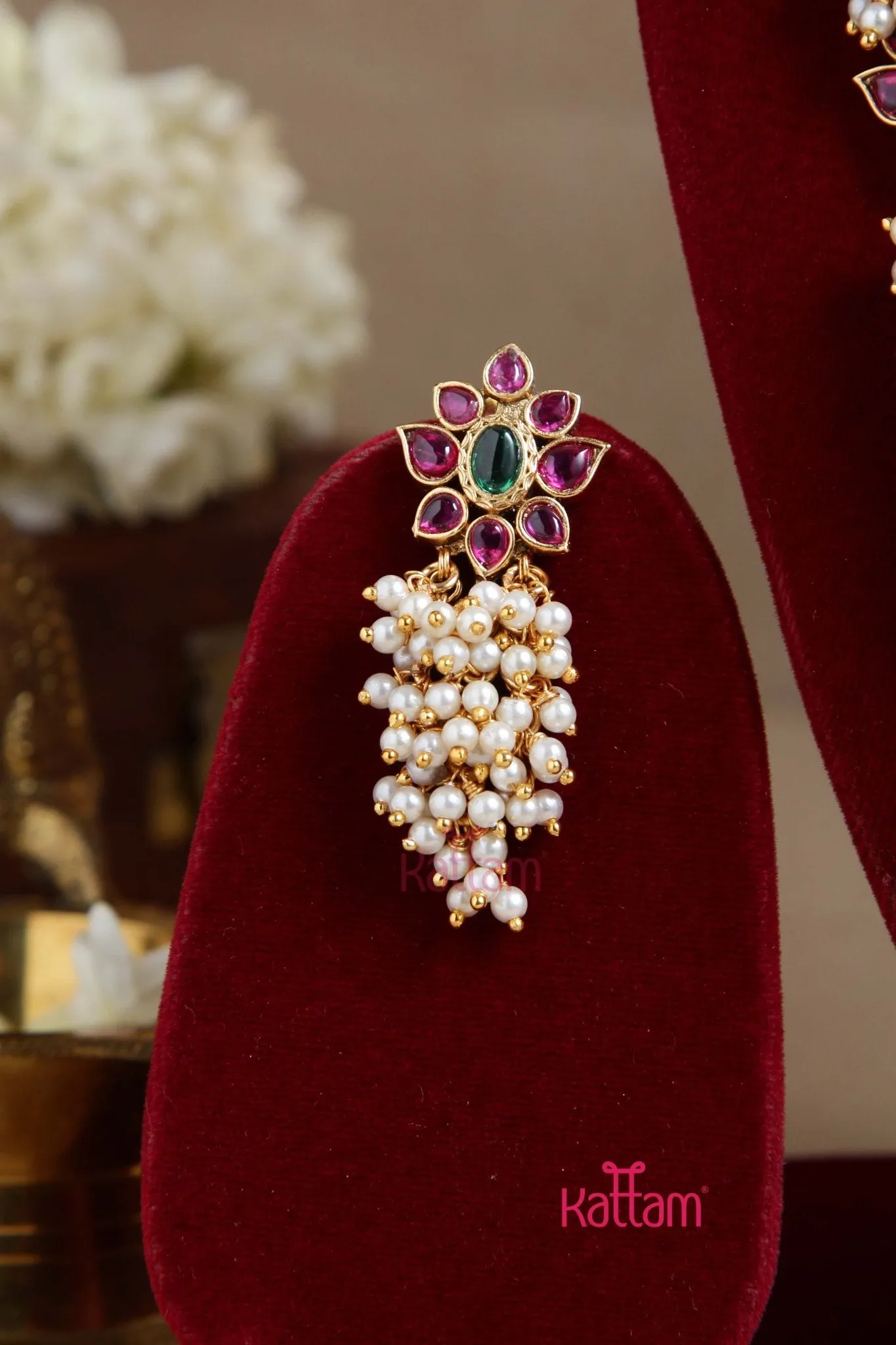 Floral Pearl Clustered Mid length Haram