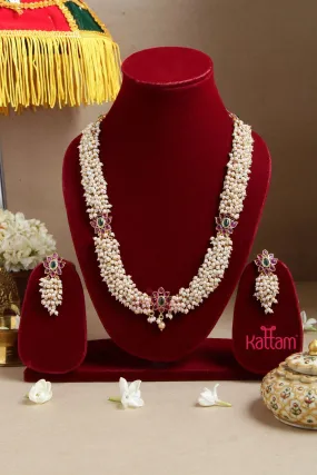 Floral Pearl Clustered Mid length Haram