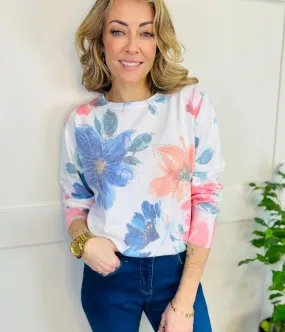 Floral Print Pastel Diamante Spring Jumper