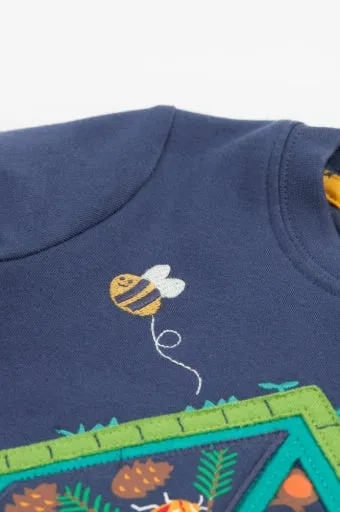 Frugi Interactive Applique T-Shirt - Navy Blue/Bug Hotel