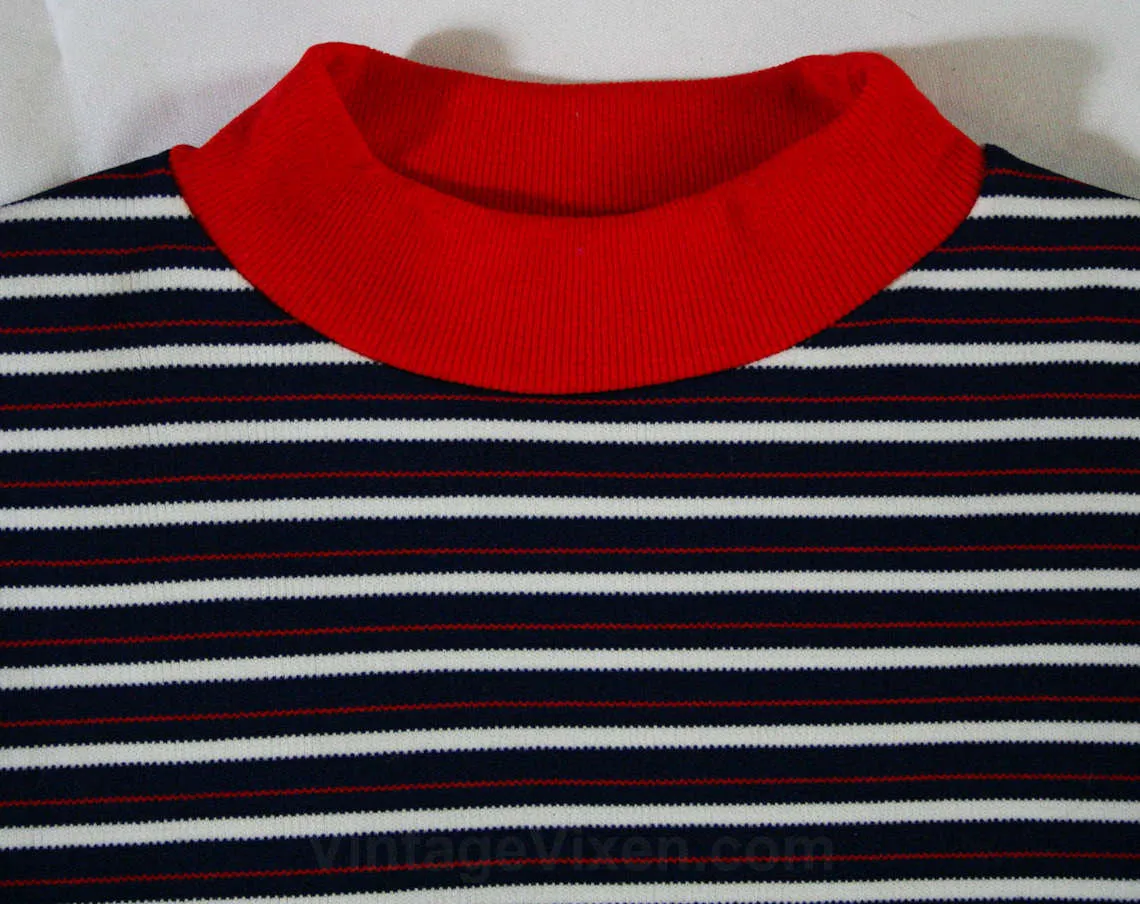 Girl's Size 6X Pants Outfit - 1970s Striped Shirt & Red Pant - 70s Girls Long Sleeved Top - TV Sitcom Style - Stretchorama - NOS Deadstock