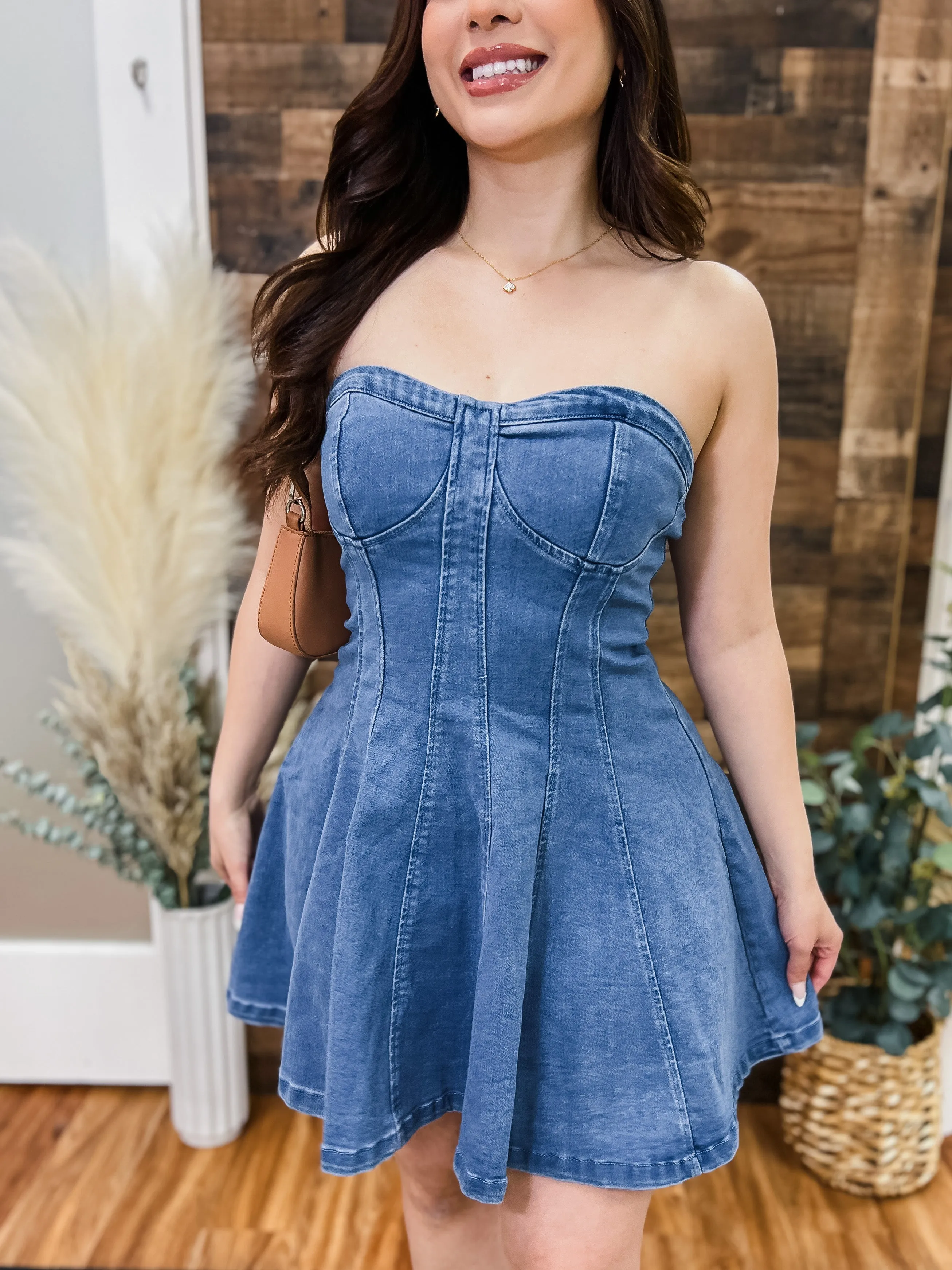 Haley A-Line Denim Stretch Dress