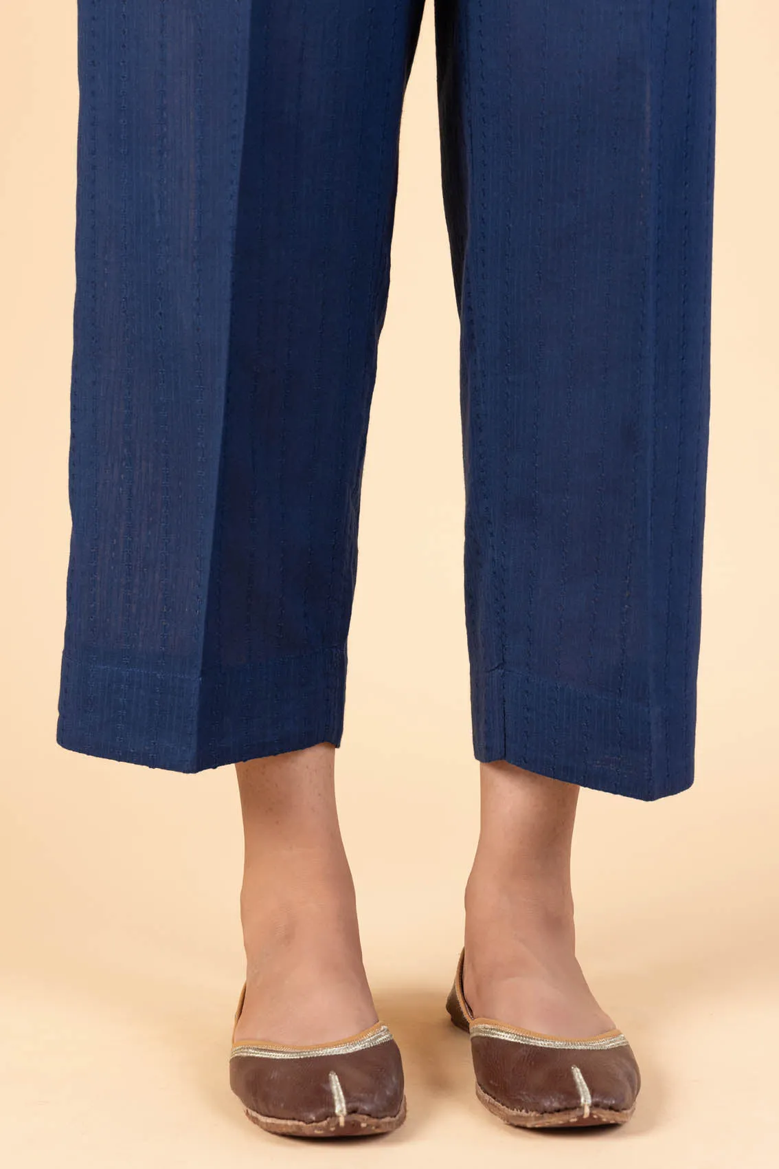 Indigo Dobby Wide Legged Trousers