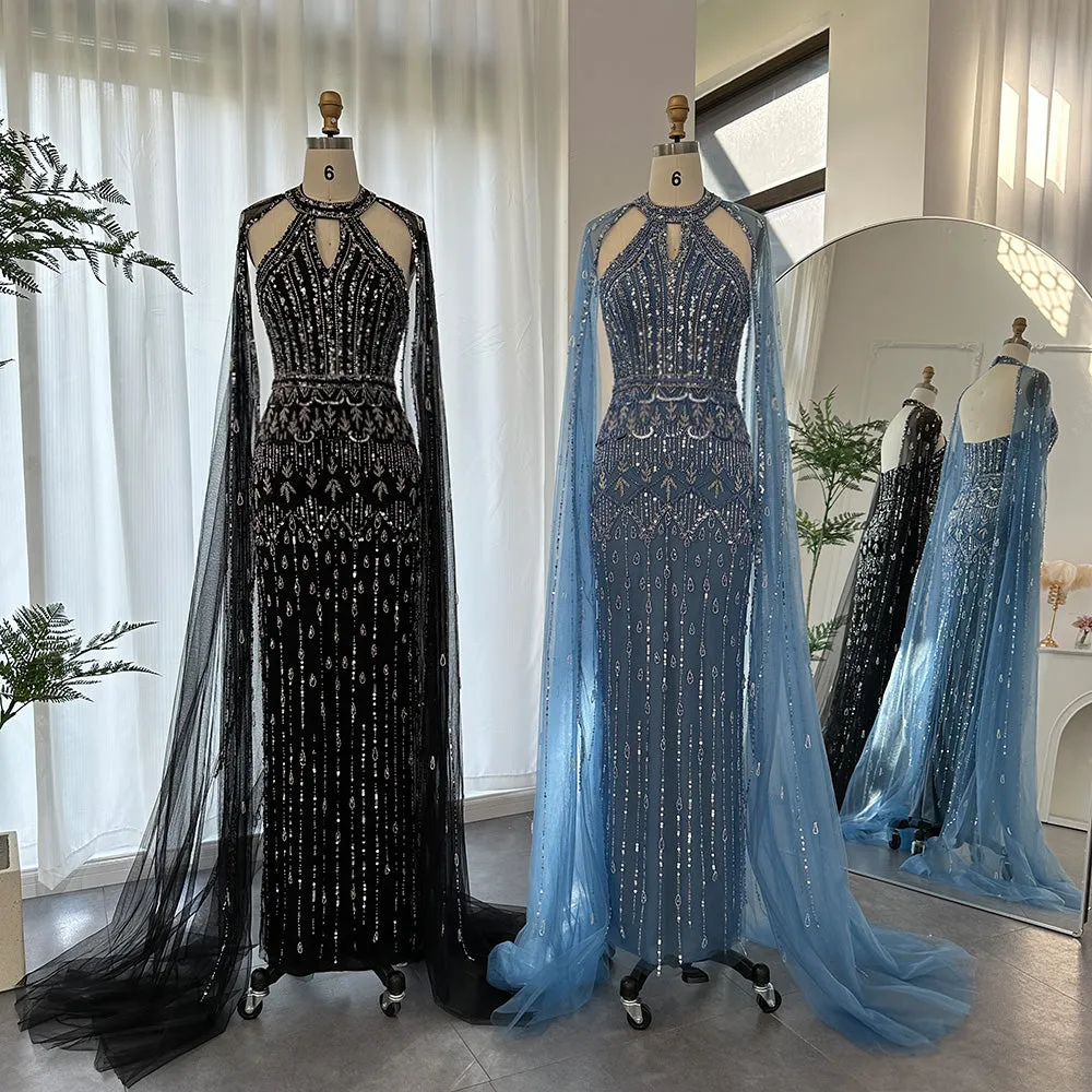 JOSH Exquisite Red Carpet Mermaid Evening Dress with Cape Sleeves