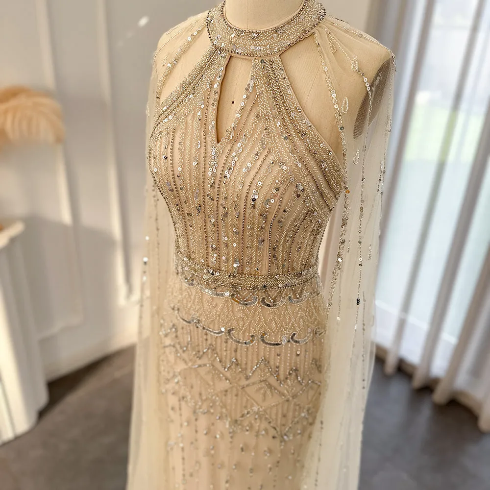 JOSH Exquisite Red Carpet Mermaid Evening Dress with Cape Sleeves