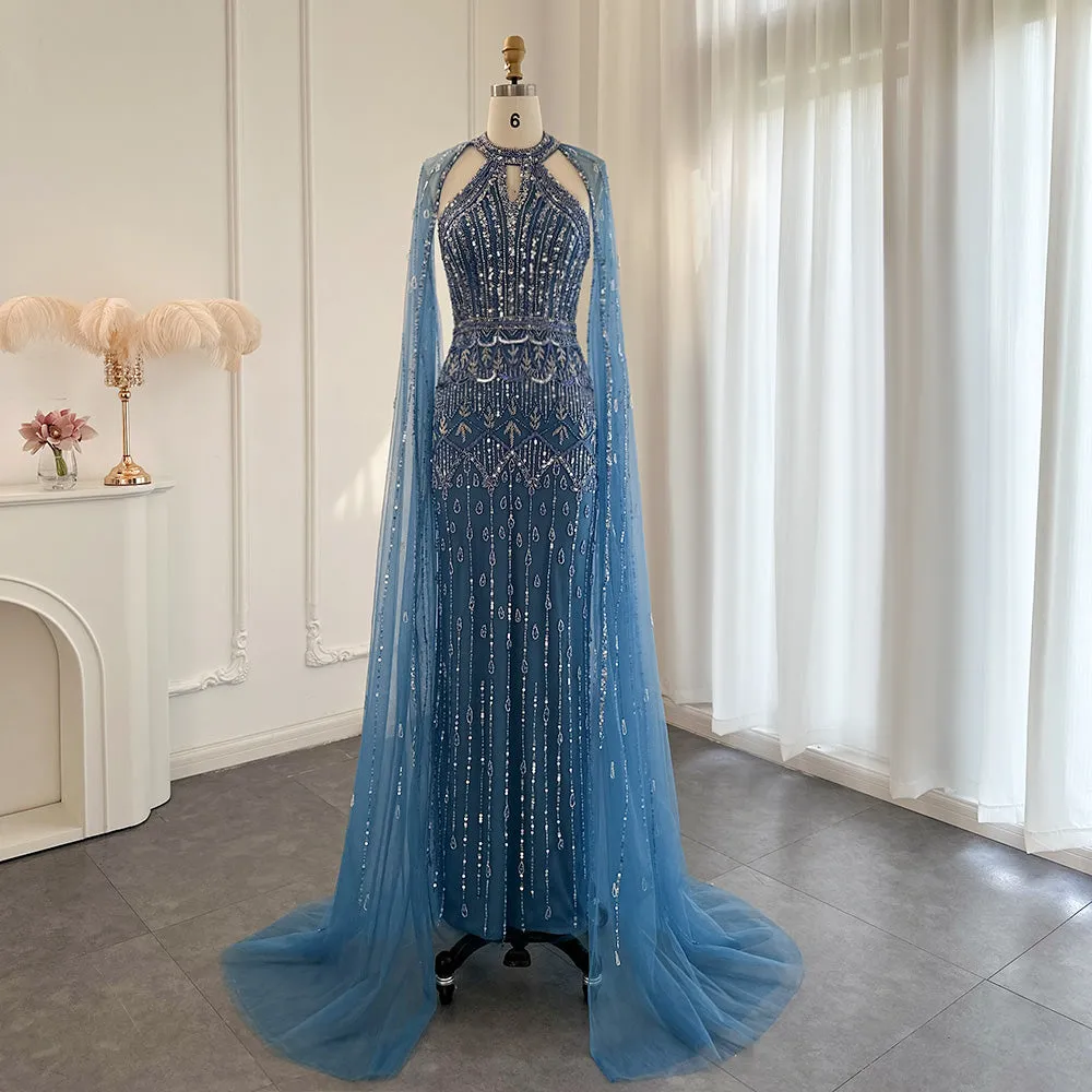 JOSH Exquisite Red Carpet Mermaid Evening Dress with Cape Sleeves