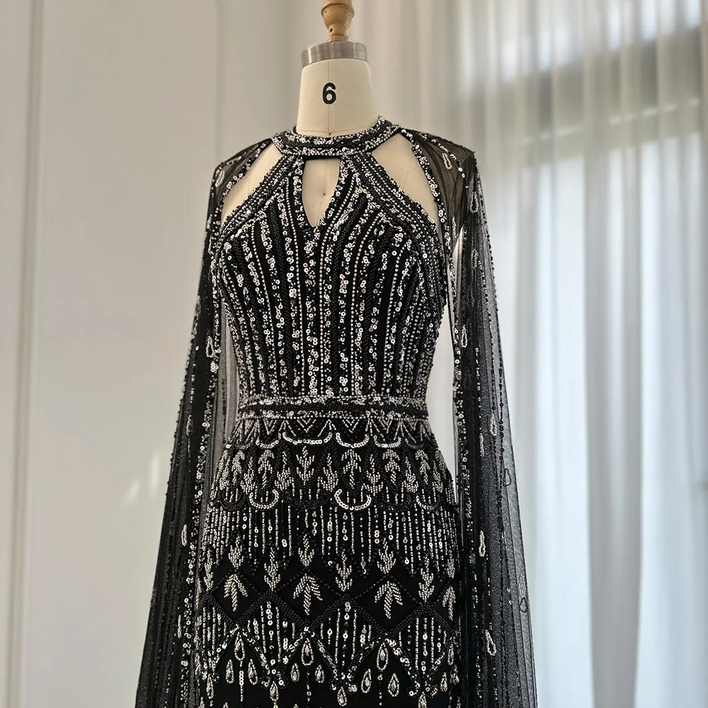 JOSH Exquisite Red Carpet Mermaid Evening Dress with Cape Sleeves