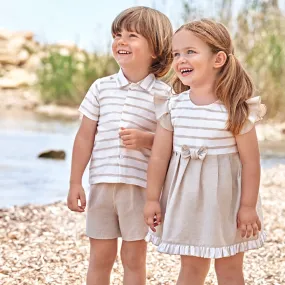 Juliana Boys Cream & Beige Shorts Set