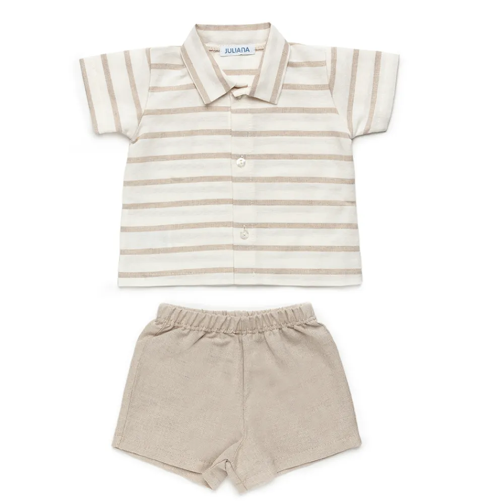 Juliana Boys Cream & Beige Shorts Set