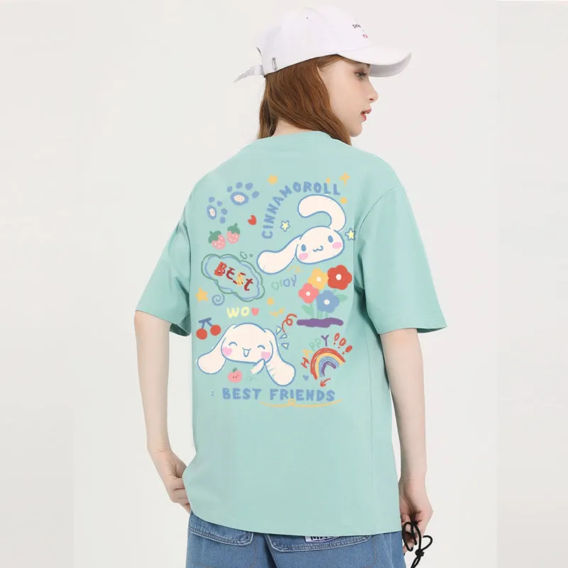 Kawaii Candy Color Sanrio Character Printed T-shirt