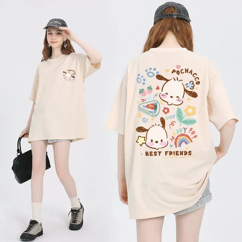 Kawaii Candy Color Sanrio Character Printed T-shirt