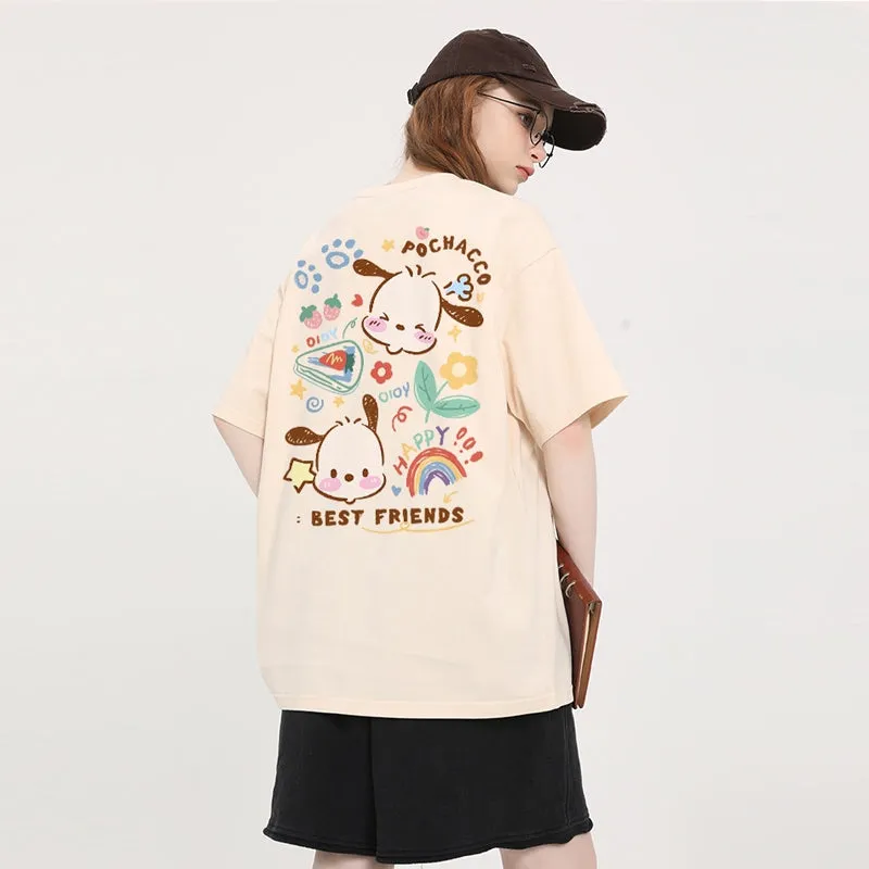 Kawaii Candy Color Sanrio Character Printed T-shirt