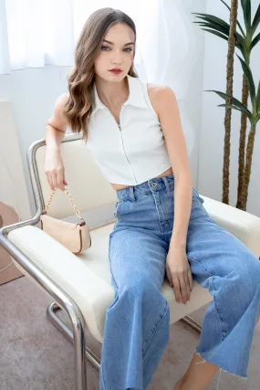LALITA POLO SLEEVELESS TOP IN WHITE