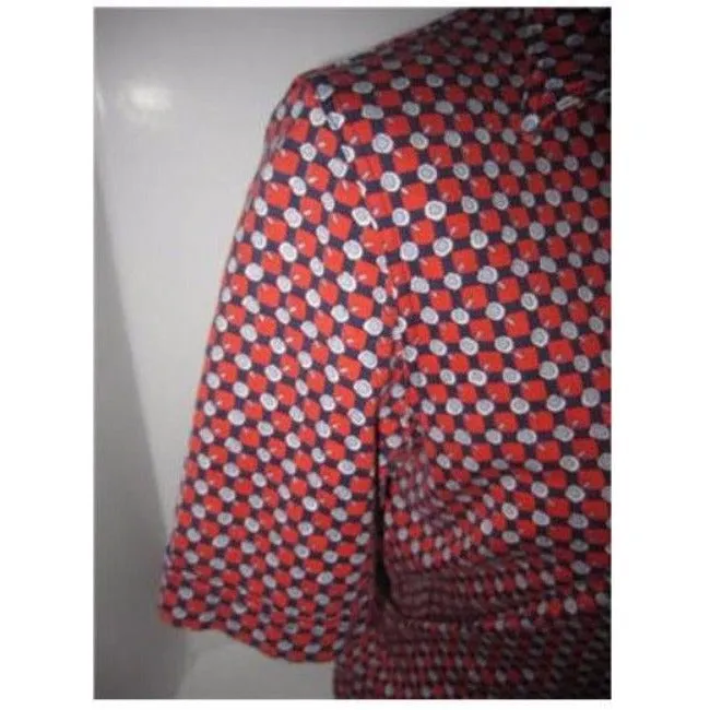 Lanvin Red White And Blue Print Button Down Top