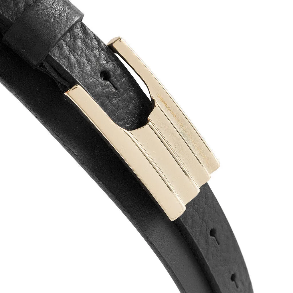 Leather belt with feminine buckle / 15852 - Black (Nero)