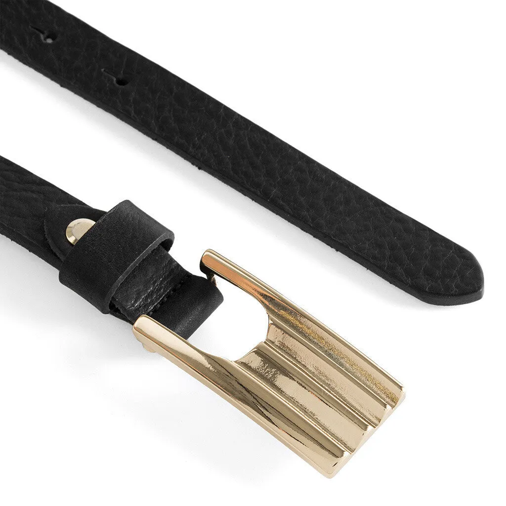 Leather belt with feminine buckle / 15852 - Black (Nero)