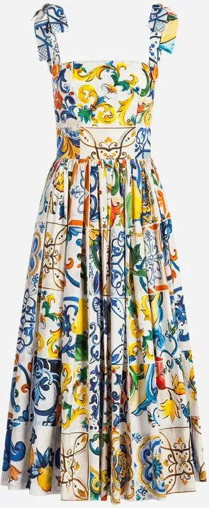 'Majolica' Print Midi Sundress