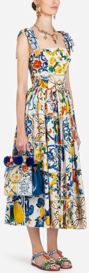 'Majolica' Print Midi Sundress