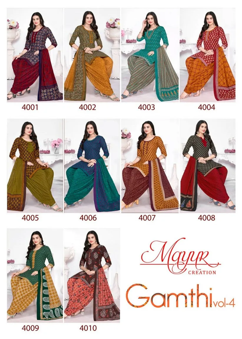 Mayur Gamthi vol 4 Cotton with Printed Regular wear Dress material (370x10)