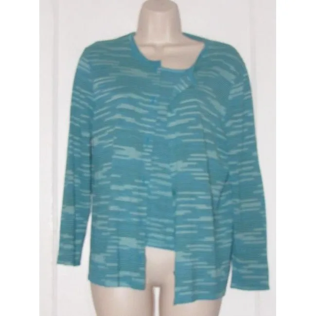 Missoni Turquoise With Lime Green White And Black Thin Striped Design Vintage Top