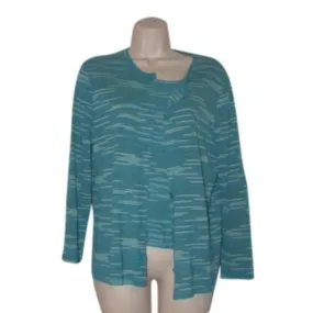 Missoni Turquoise With Lime Green White And Black Thin Striped Design Vintage Top