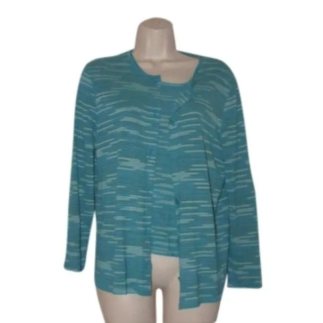 Missoni Turquoise With Lime Green White And Black Thin Striped Design Vintage Top