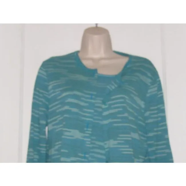 Missoni Turquoise With Lime Green White And Black Thin Striped Design Vintage Top