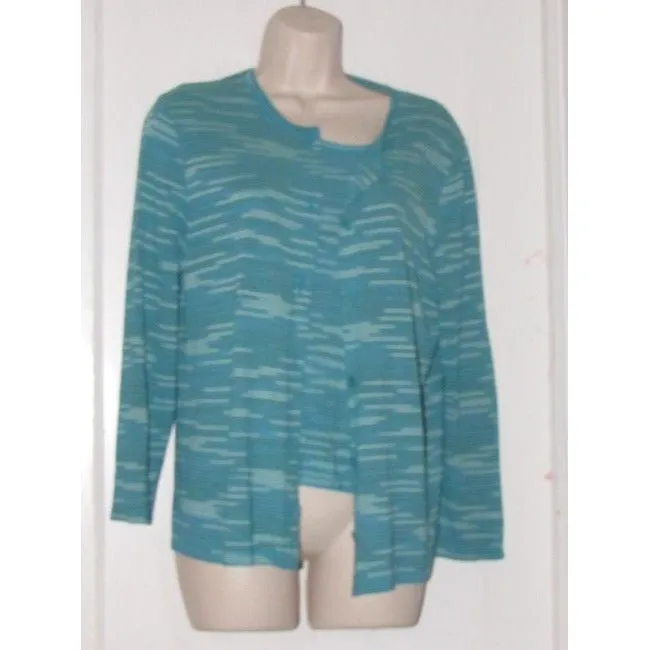 Missoni Turquoise With Lime Green White And Black Thin Striped Design Vintage Top