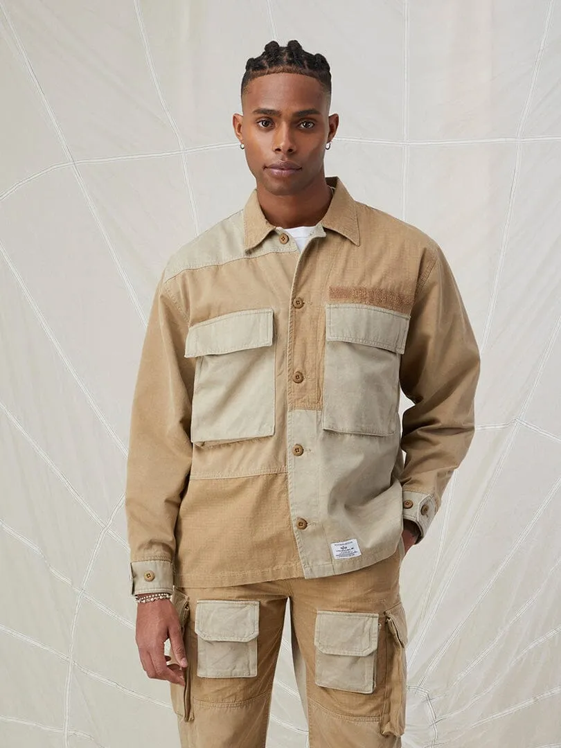 MIXED MEDIA SHIRT JACKET