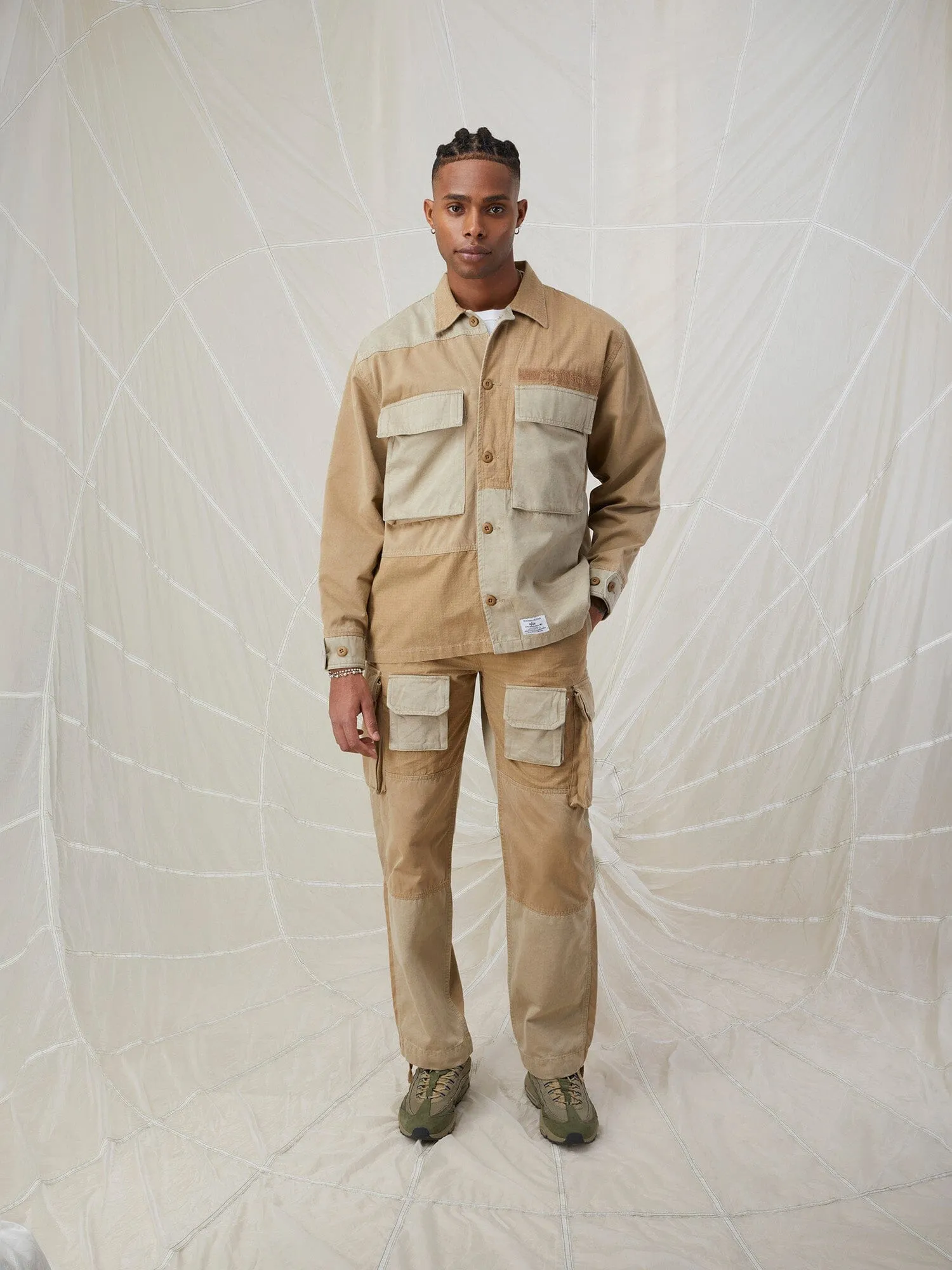 MIXED MEDIA SHIRT JACKET