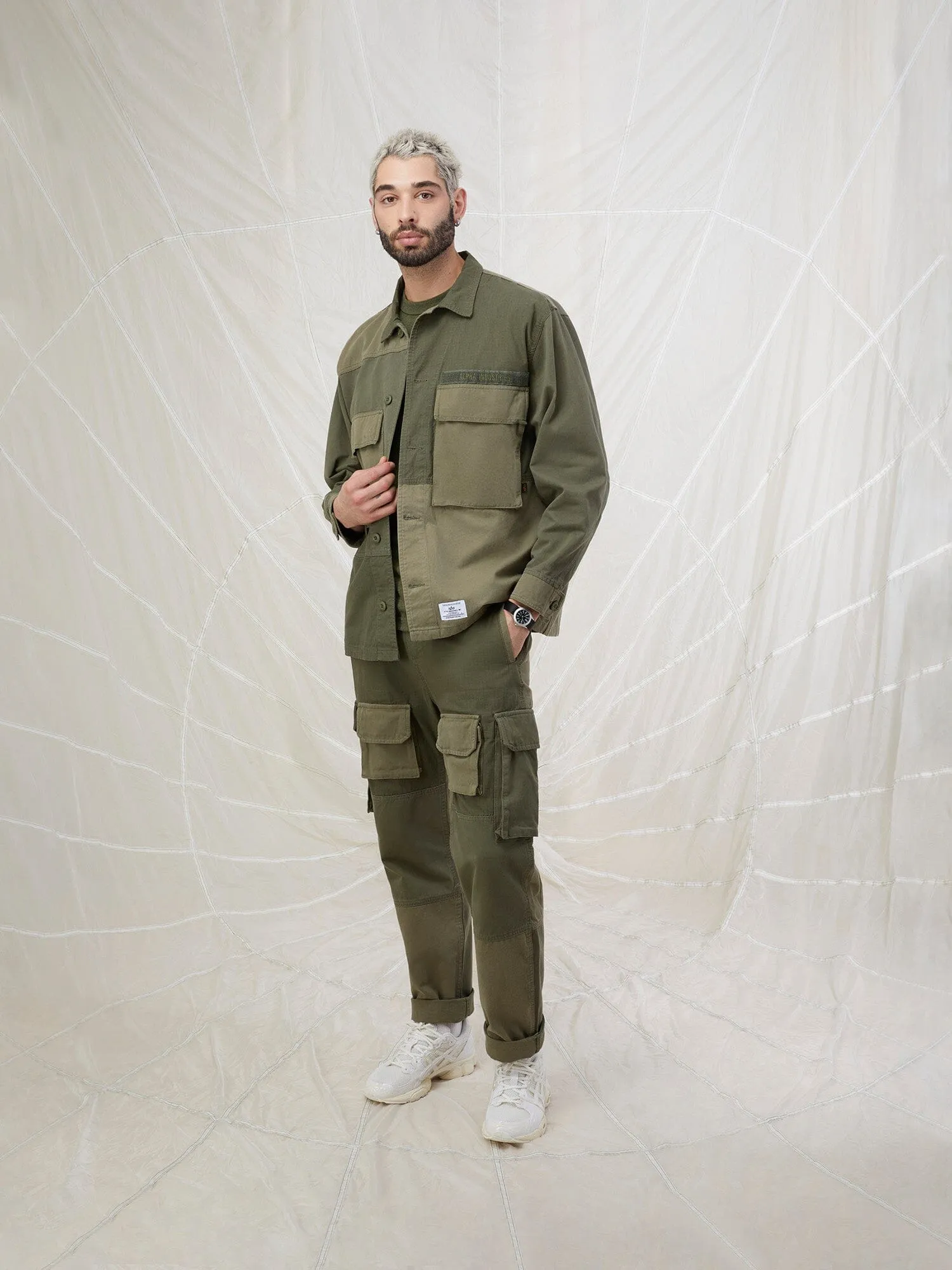 MIXED MEDIA SHIRT JACKET