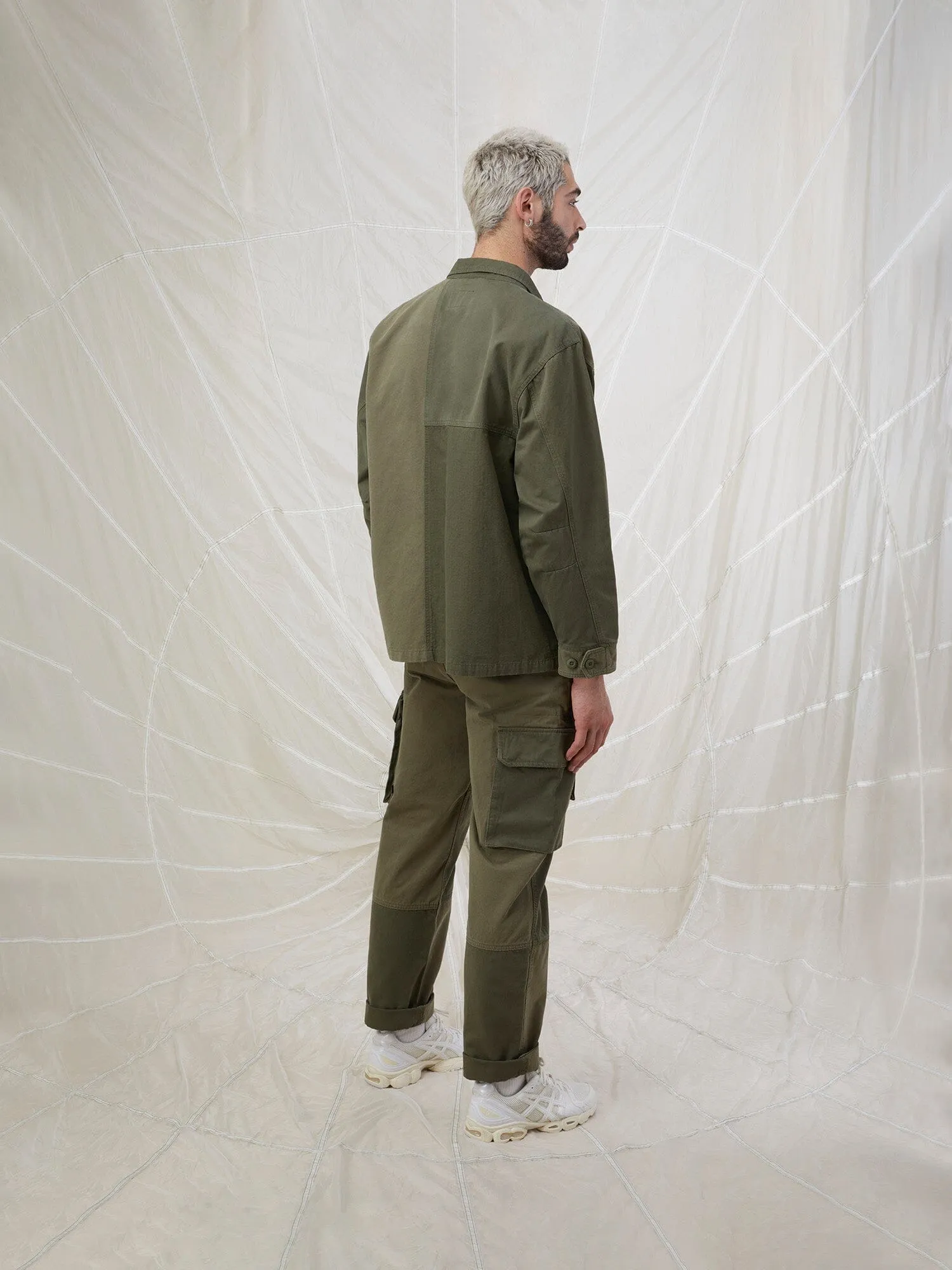 MIXED MEDIA SHIRT JACKET
