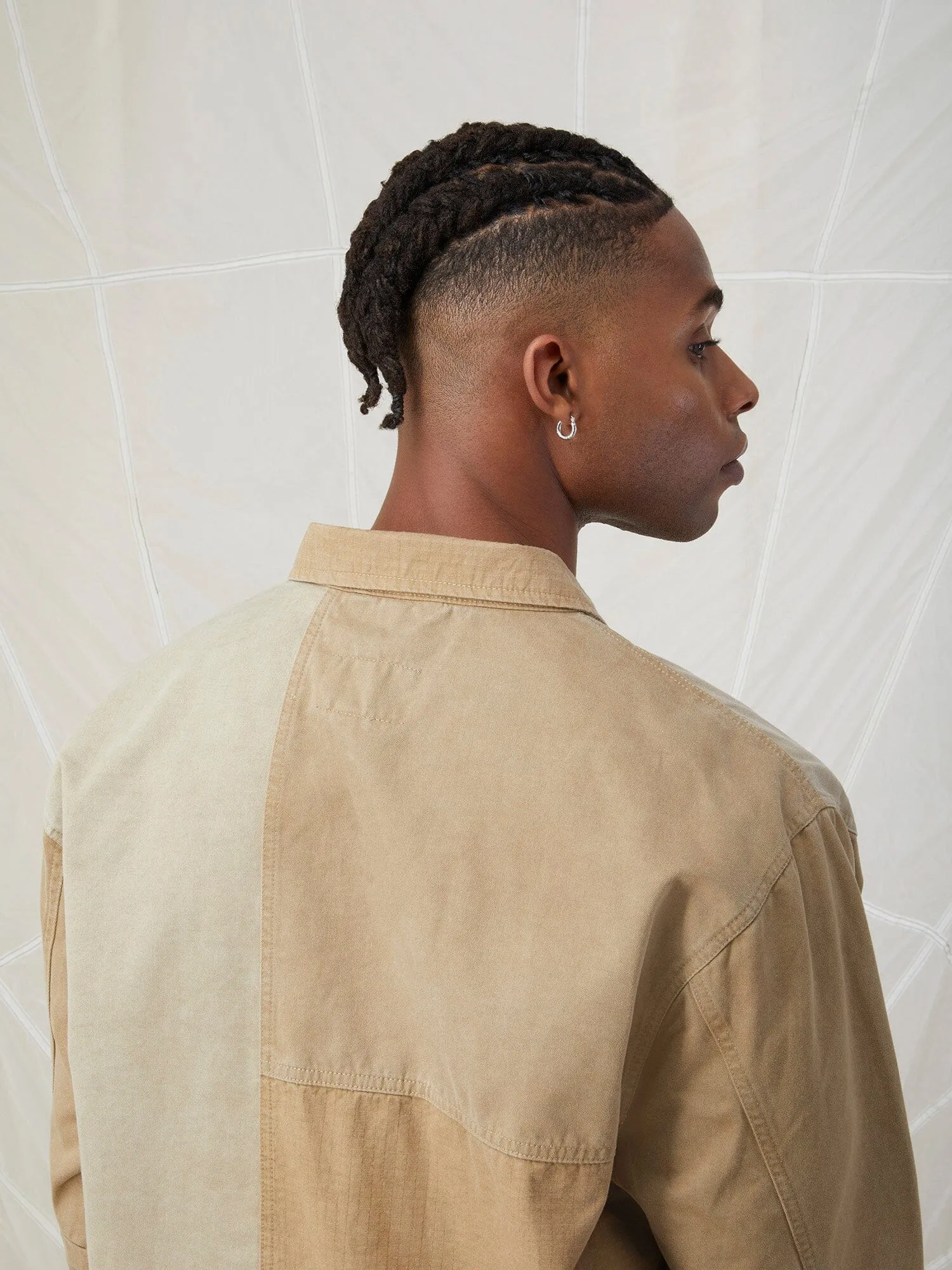MIXED MEDIA SHIRT JACKET
