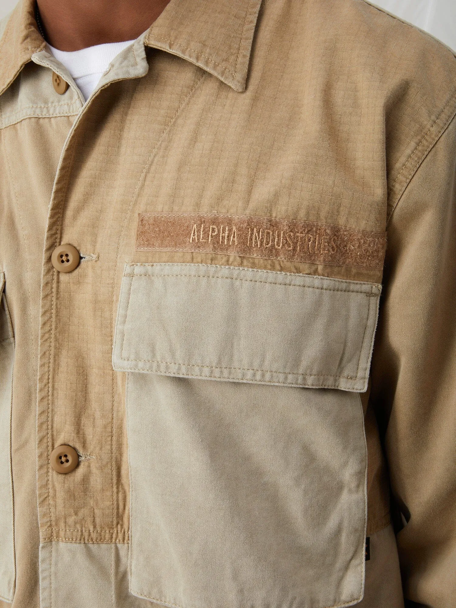 MIXED MEDIA SHIRT JACKET