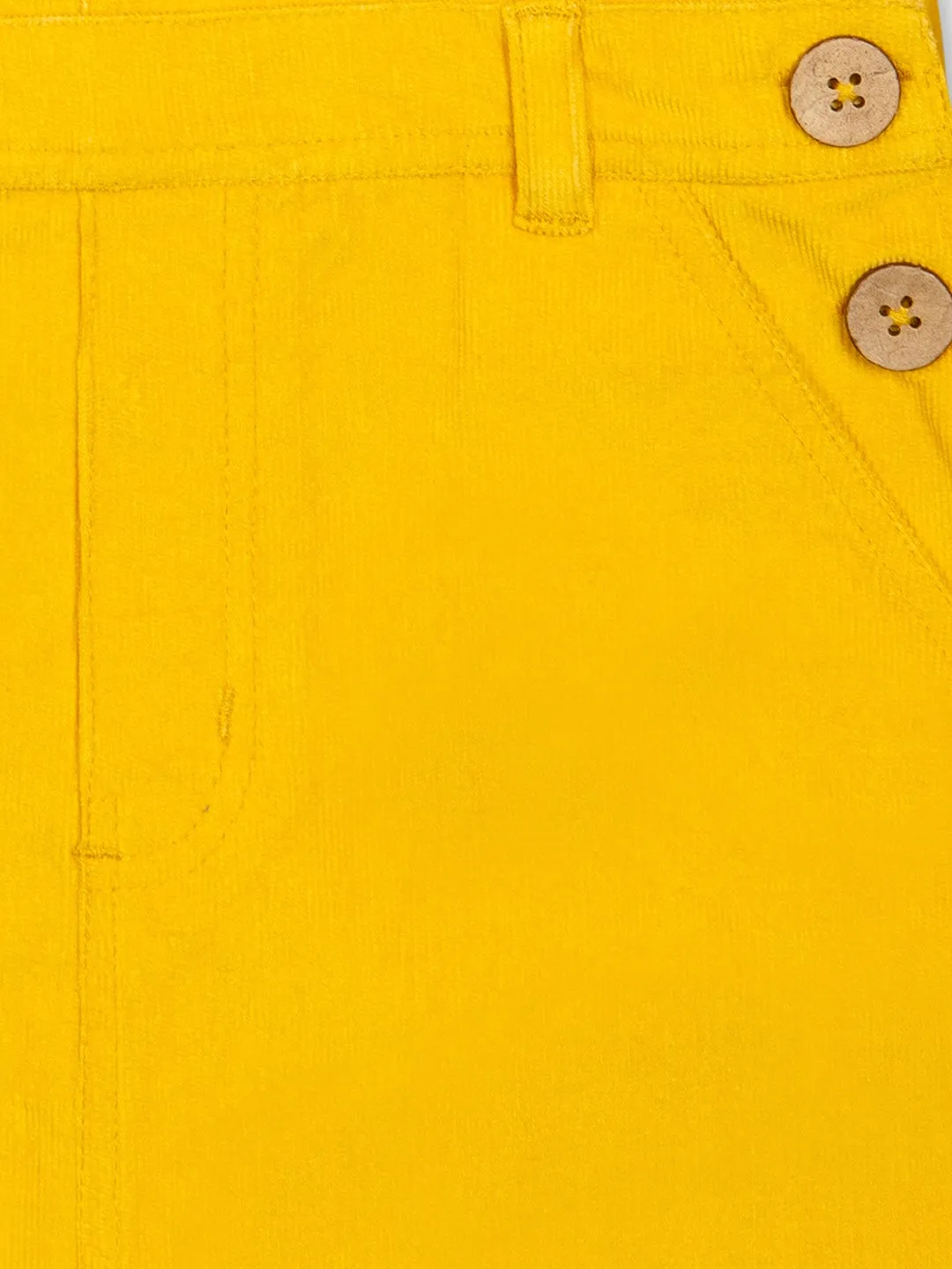 Naughty Dungaree® Girls Dungaree Dress - Butter Yellow Corduroy