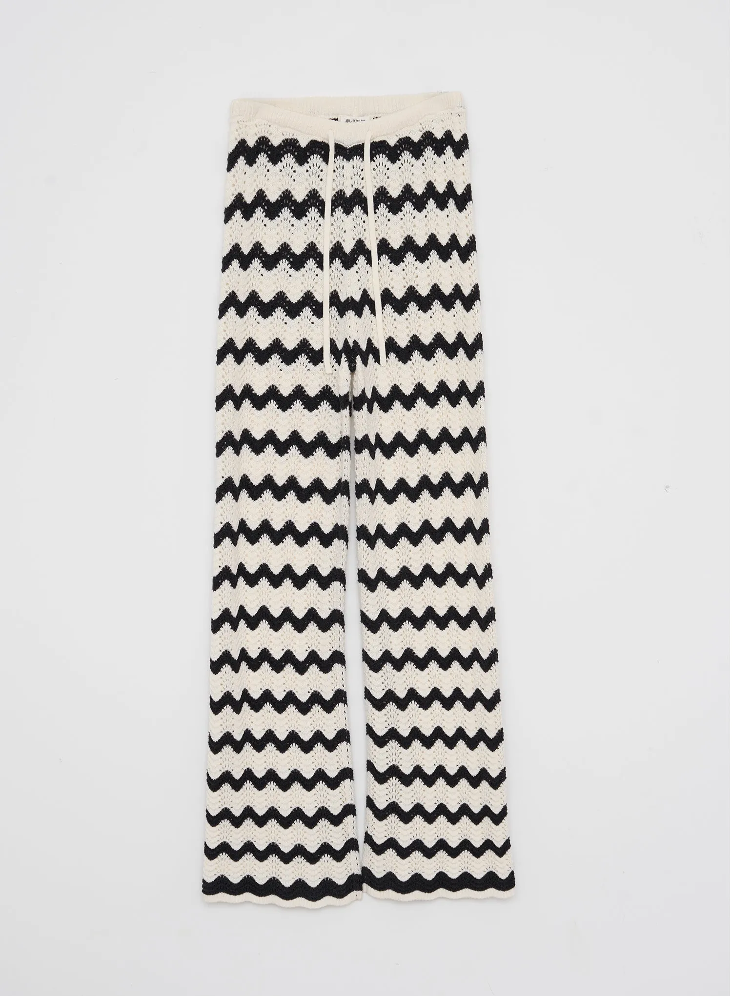 Navy And Cream Wave Crochet Trouser- Ana