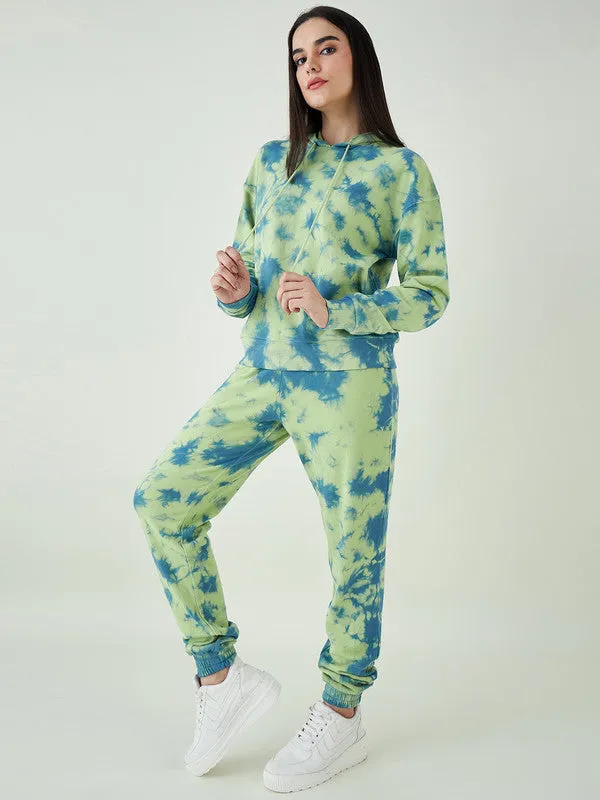 Odour Free Full Sleeves Women'S Tie & Dye Sweatshirt Co Ords