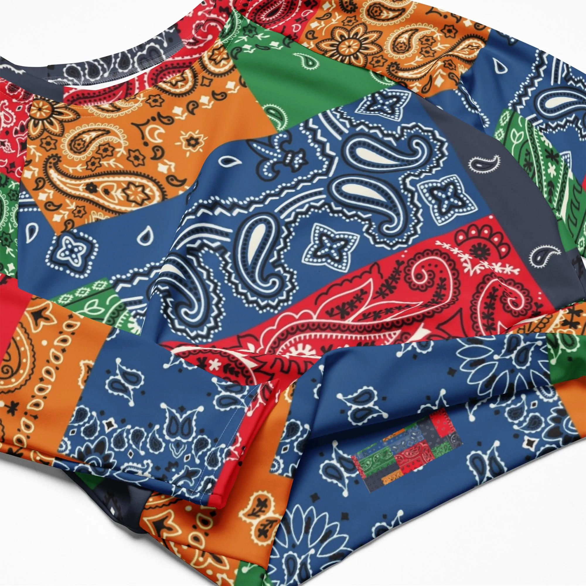 Paisley Bandana Recycled long-sleeve crop top