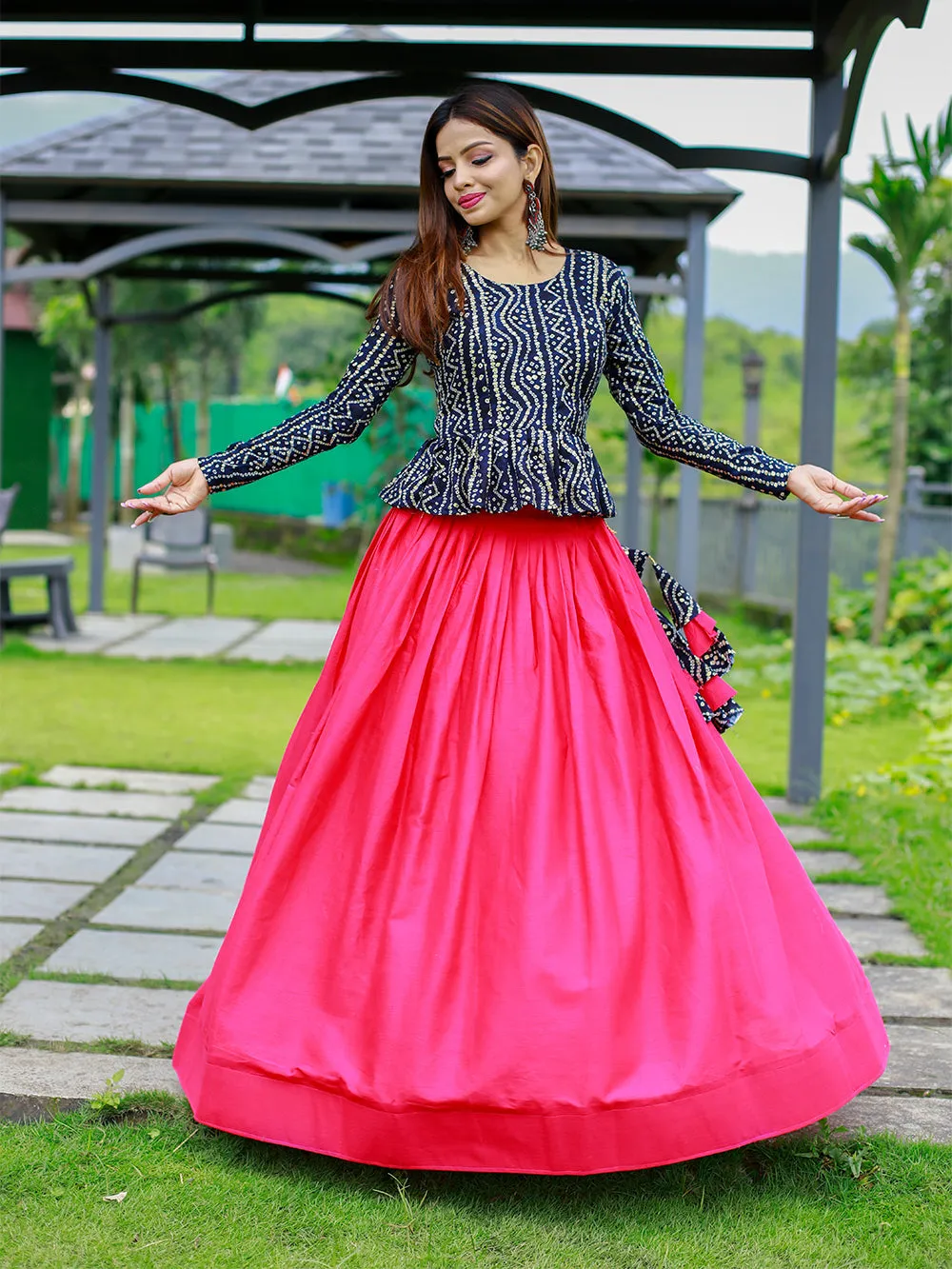Pink Color Pure Cotton Co-ord Set Lehenga Choli