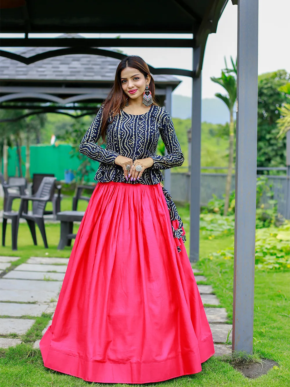 Pink Color Pure Cotton Co-ord Set Lehenga Choli