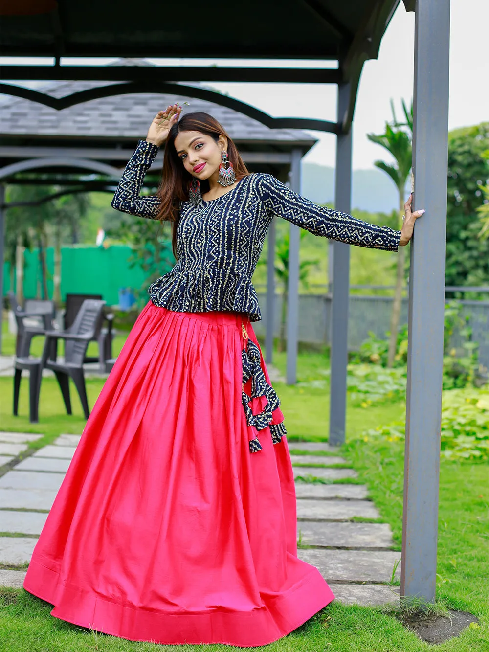 Pink Color Pure Cotton Co-ord Set Lehenga Choli